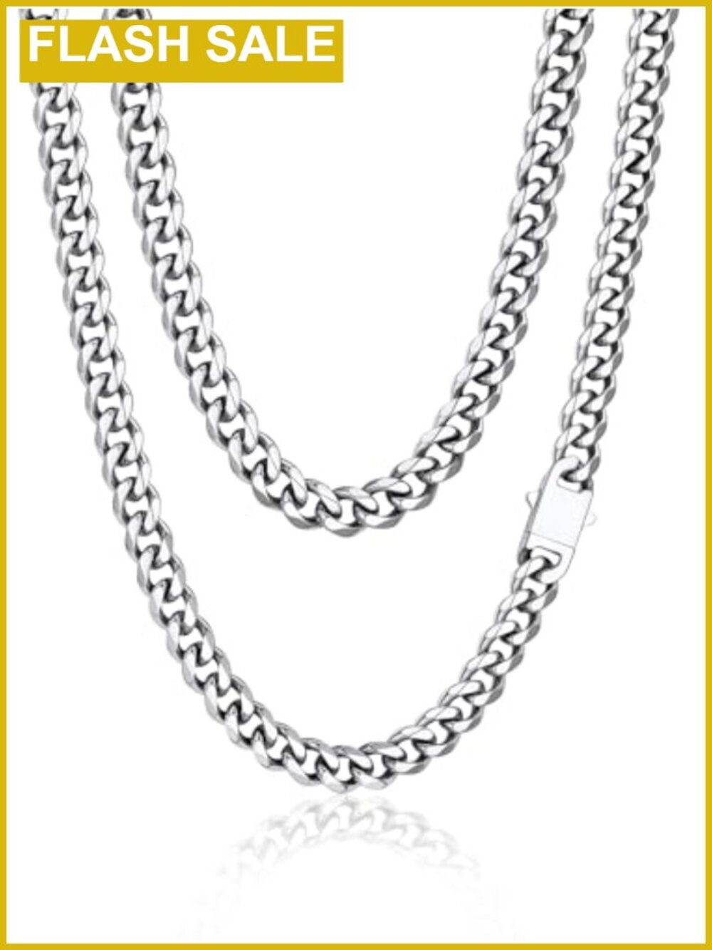PROSTEEL 316L Stainless Steel Miami Cuban Chain Necklace Fold Over Clasp 24in